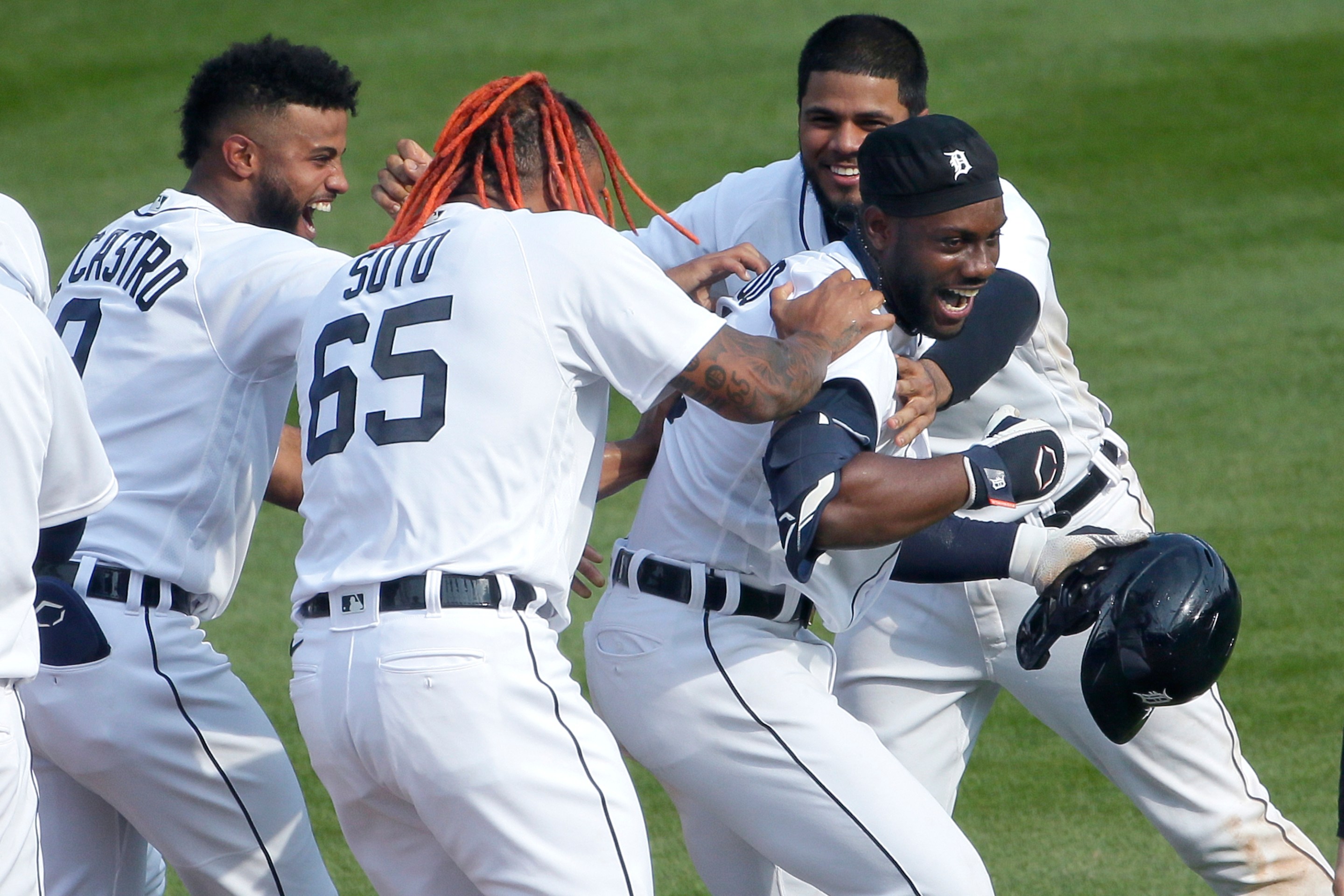 Akil Baddoo celebrates