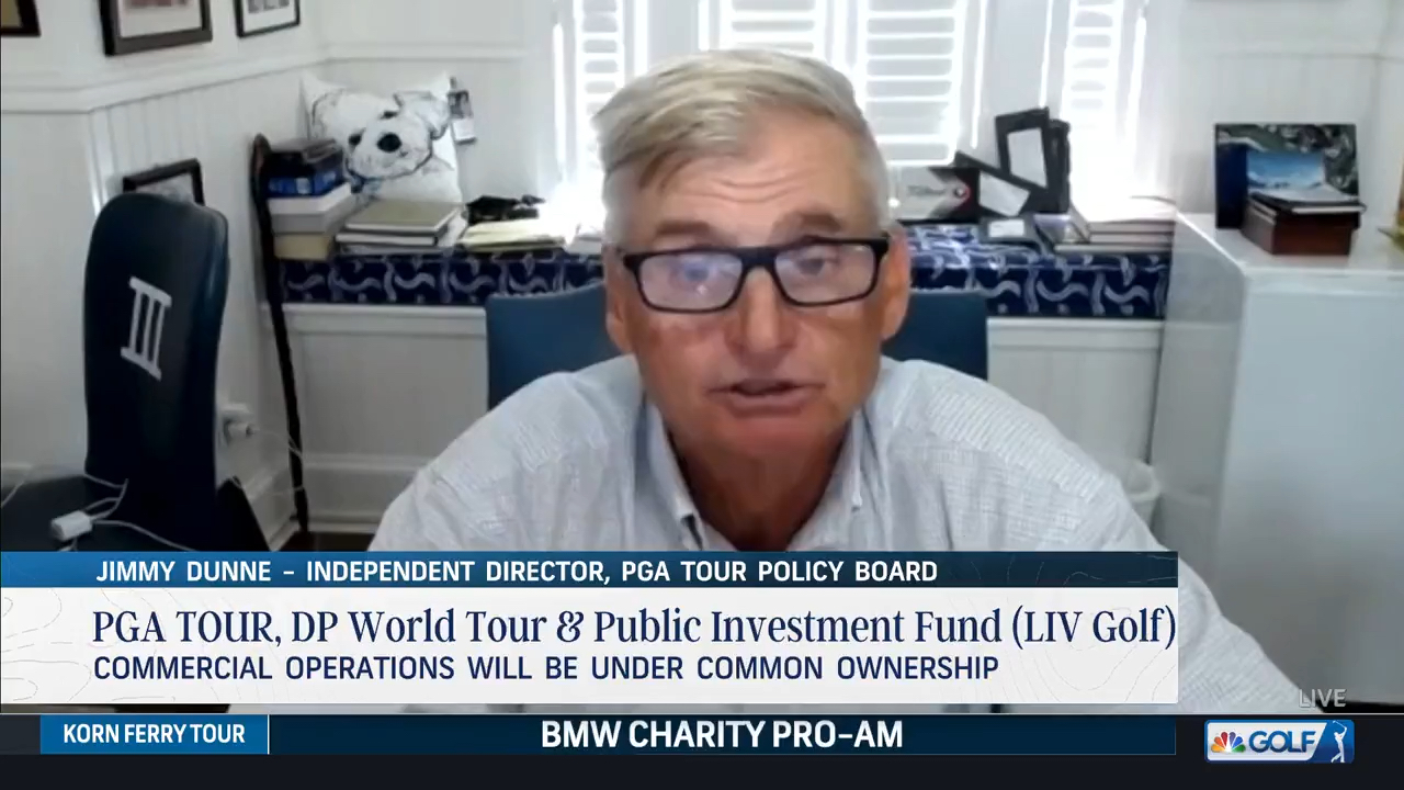 Jimmy Dunne speaks during Golf Channel interview