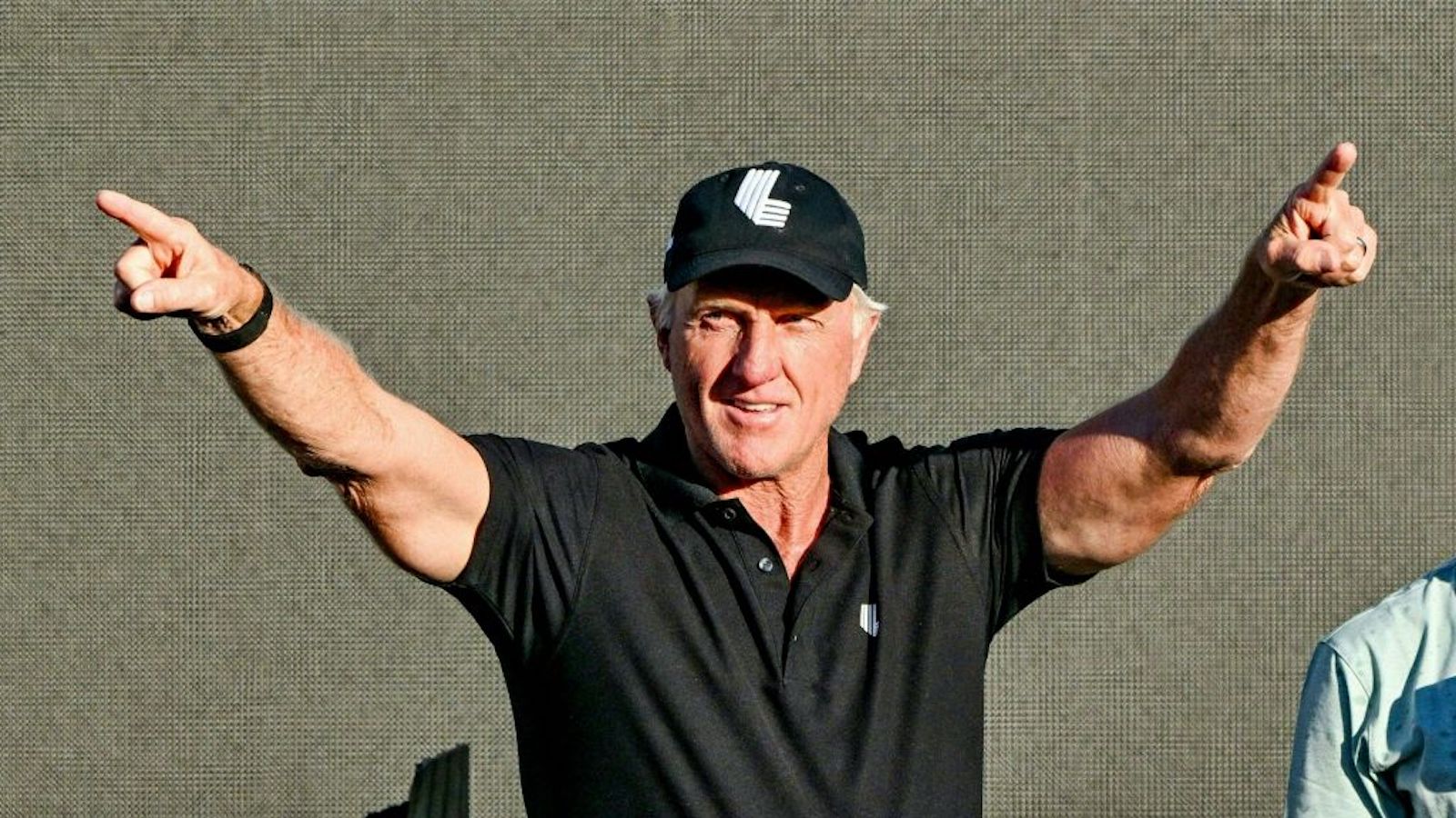 Liv Golf Commissioner Greg Norman rects after the 2023 Liv Golf tournament in Adelaide on April 23, 2023. (Photo by Brenton Edwards /