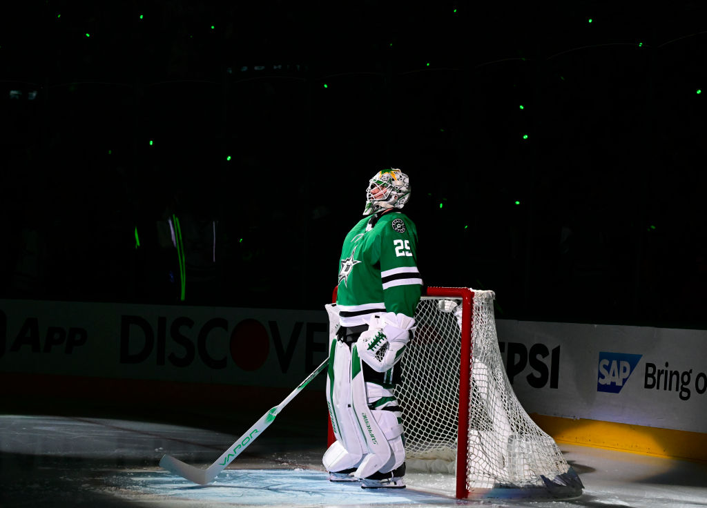 Jake Oettinger during pregame introductions