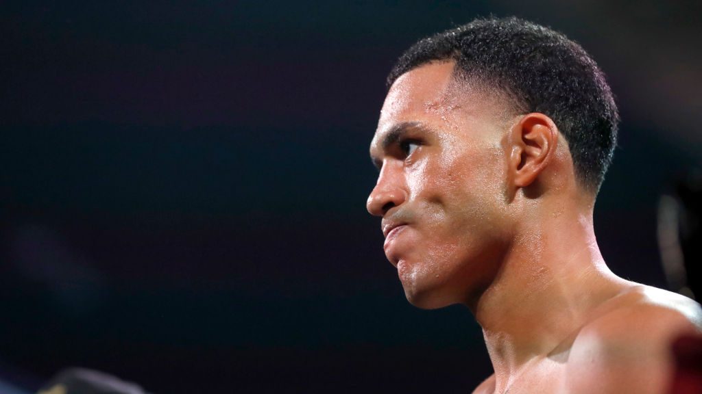 David Benavidez waits for the start of a fight for an interim WBC light heavyweight title against Oleksandr Gvozdyk at MGM Grand Garden Arena on June 15, 2024 in Las Vegas, Nevada.