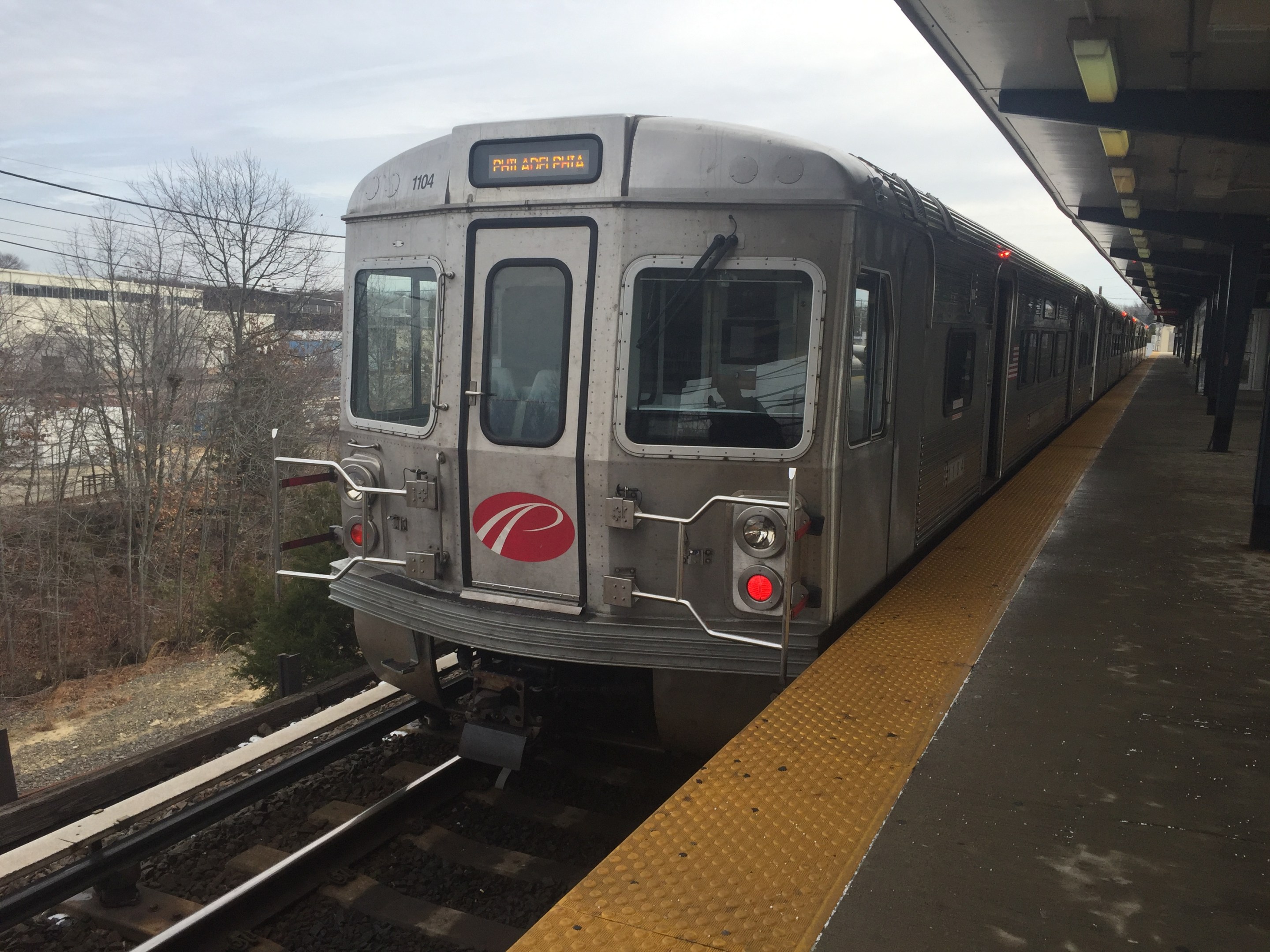 A PATCO train at the station.