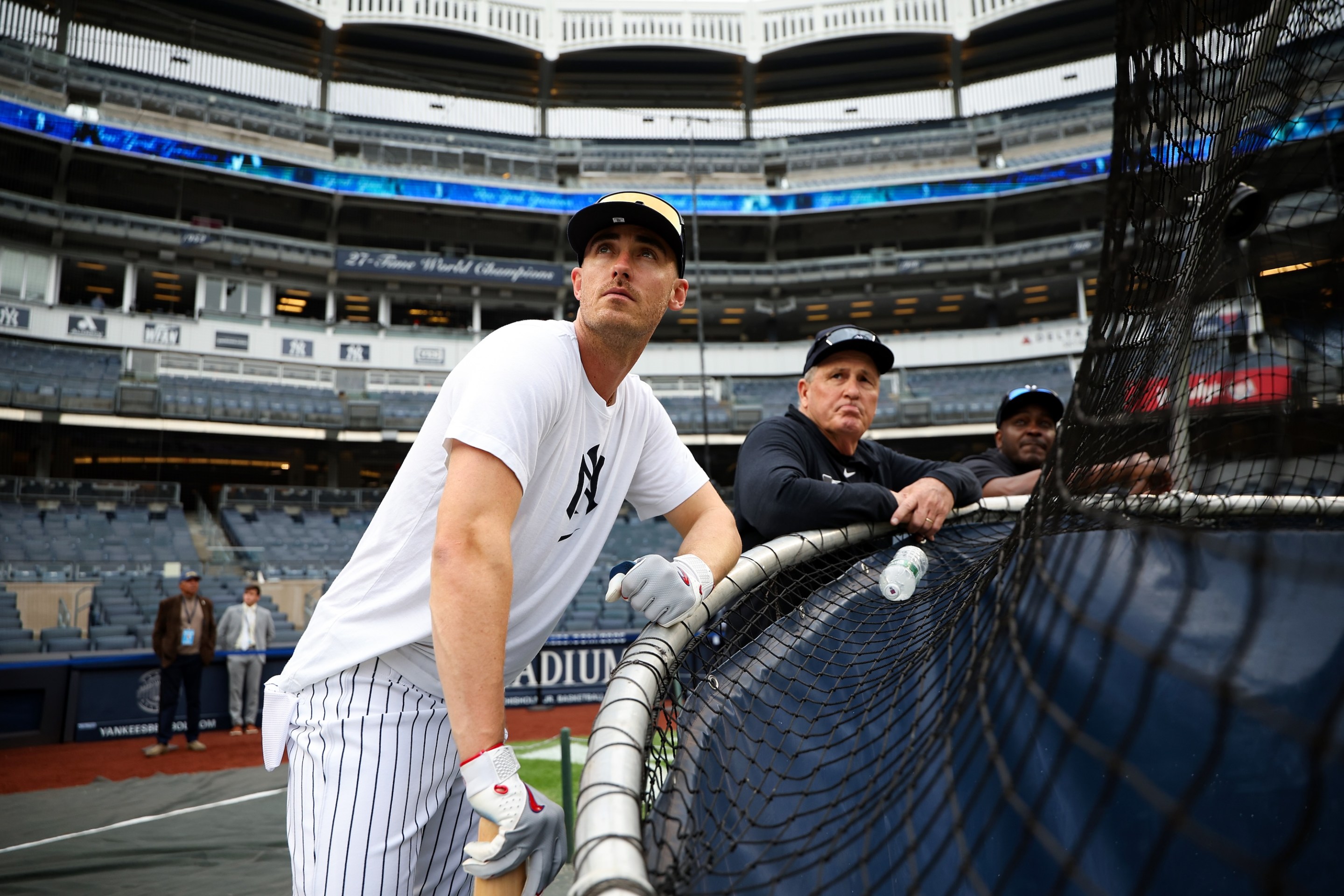 NEW YORK, NY - APRIL 03: Cody Bellinger #35 of the New York Yankees looks on during batting practice before the game against the Arizona Diamondbacks at Yankee Stadium on April 3, 2025 in New York, New York. (Photo by New York Yankees/Getty Images)
