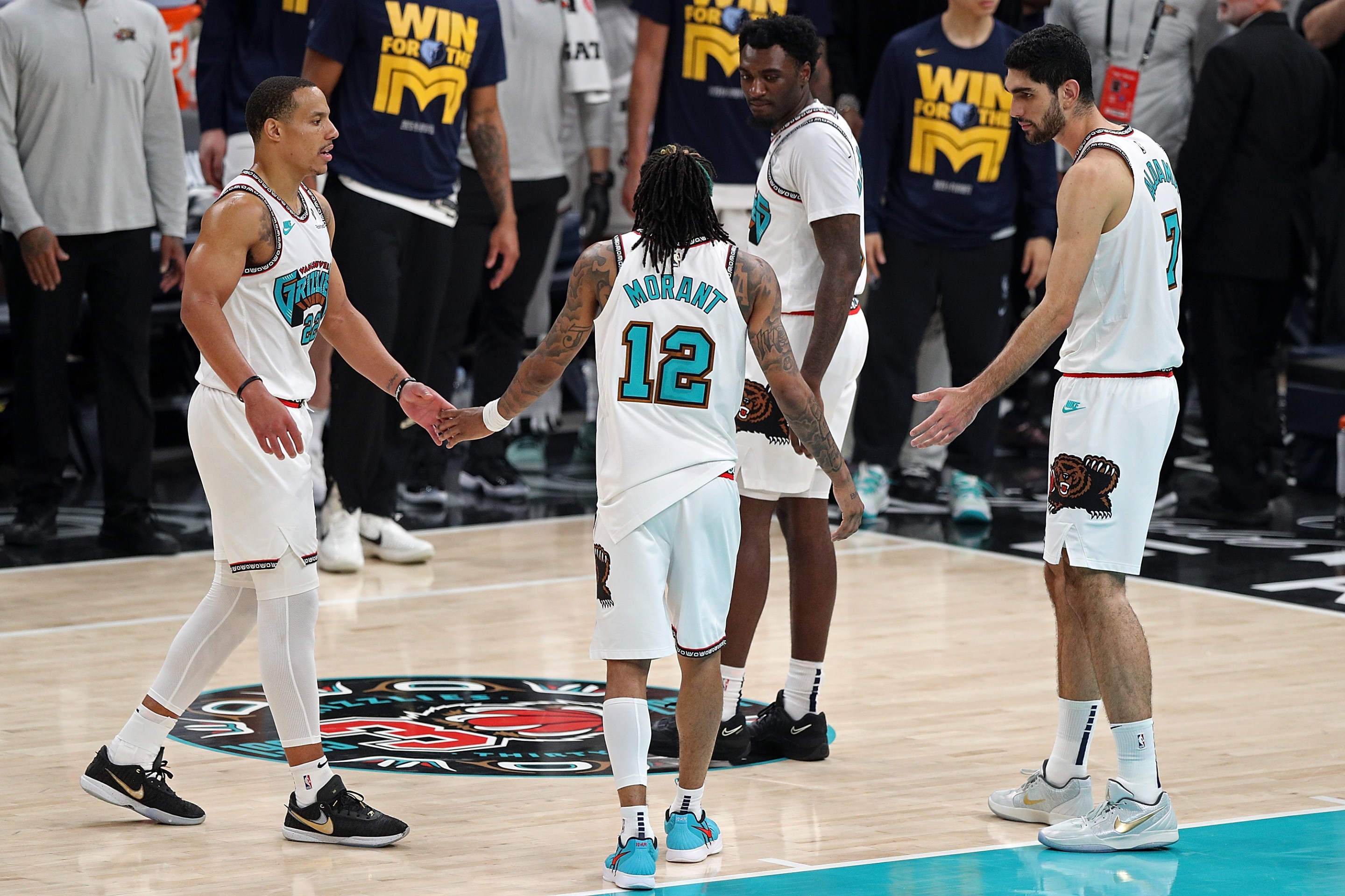 of the Memphis Grizzlies walks off the court against the Oklahoma City Thunder during the first half of Game Three of the Western Conference First Round NBA Playoffs on April 24, 2025.